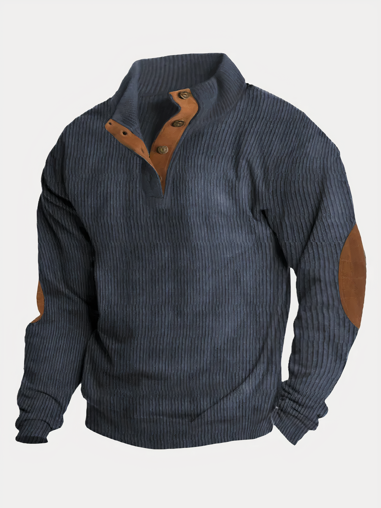 Street-wave Contrast Pullover With Stand Collar, Button Closure, Nostalgic Colorblock Knit For Men