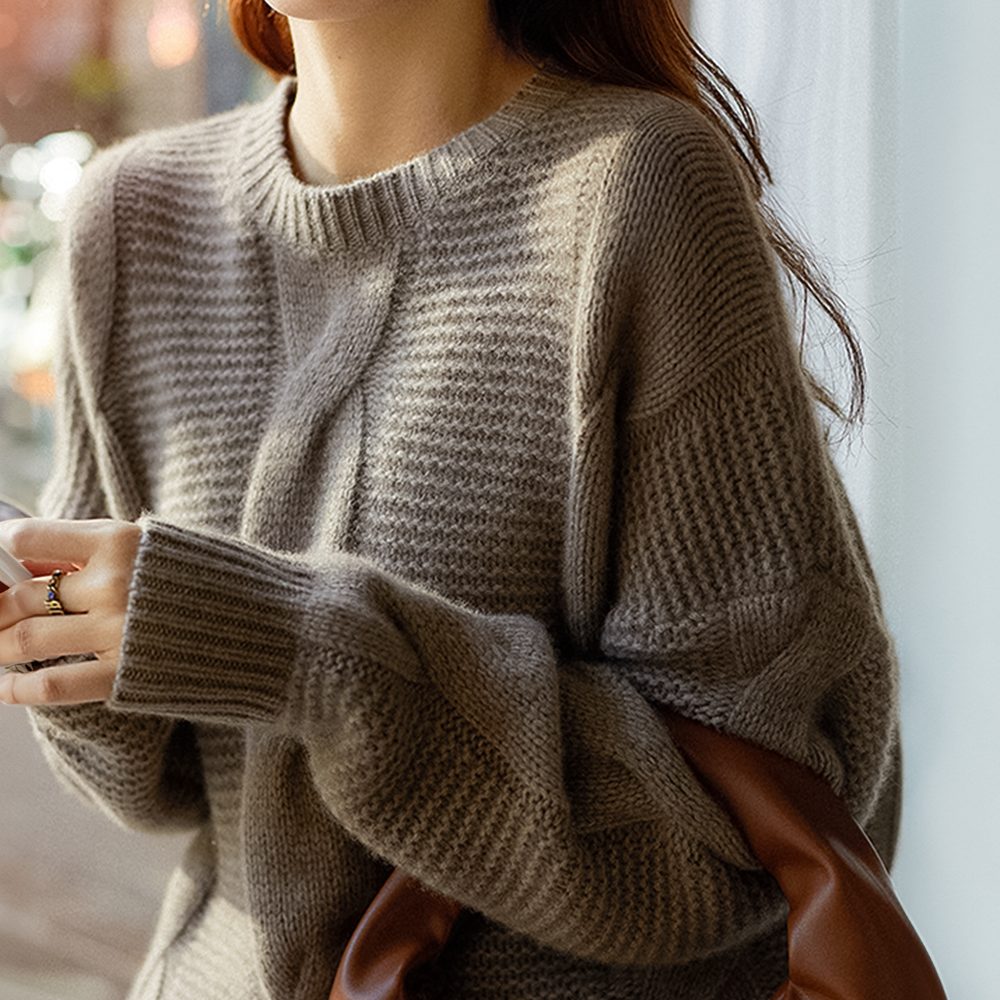 Street-Wave Cashmere Couture Cable-Knit Pullover For Women, Luxurious Soft Knit Comfort