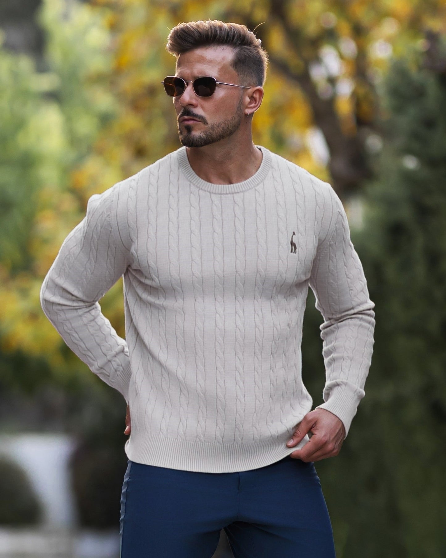 Streetwave Men's Cotton Cable Knit Sweater Timeless Comfort Classic Zopfmuster For Everyday Wear