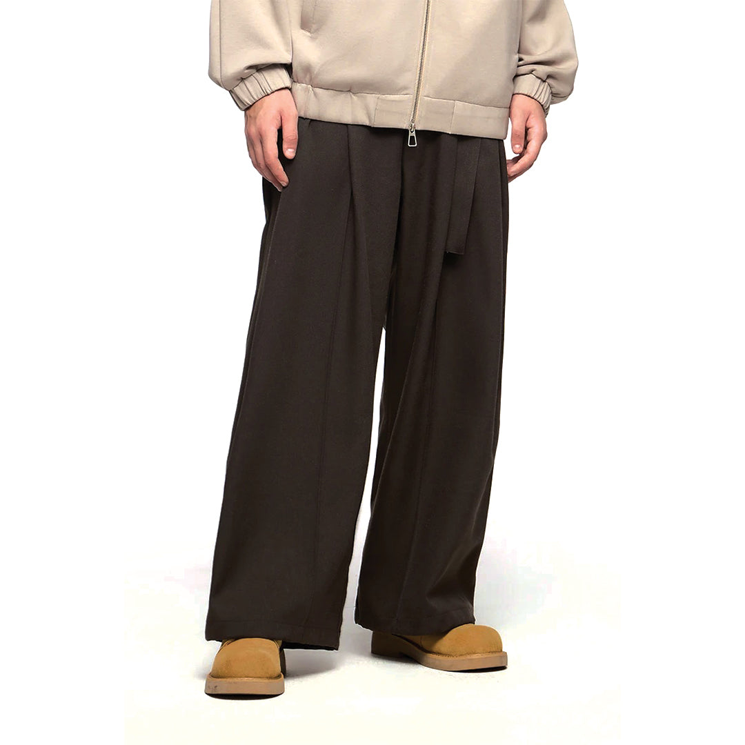 Street-Wave Relaxed Wide Leg Trouser - Elastic Waist Midweight Cotton Tailored Comfort
