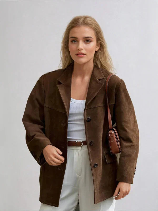 Street-Wave Suede Blazer For Women Chic And Comfortable Tailored Jacket Soft Suede Finish Durable Design
