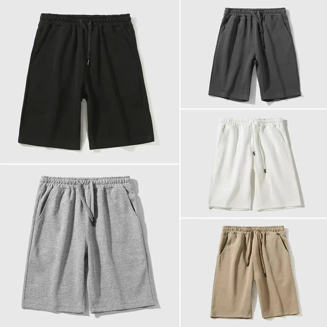 Street-Wave Baste Drawstring Jogger Shorts for Men Relaxed Knee Length Casual Shorts in Cotton Polyester Blend