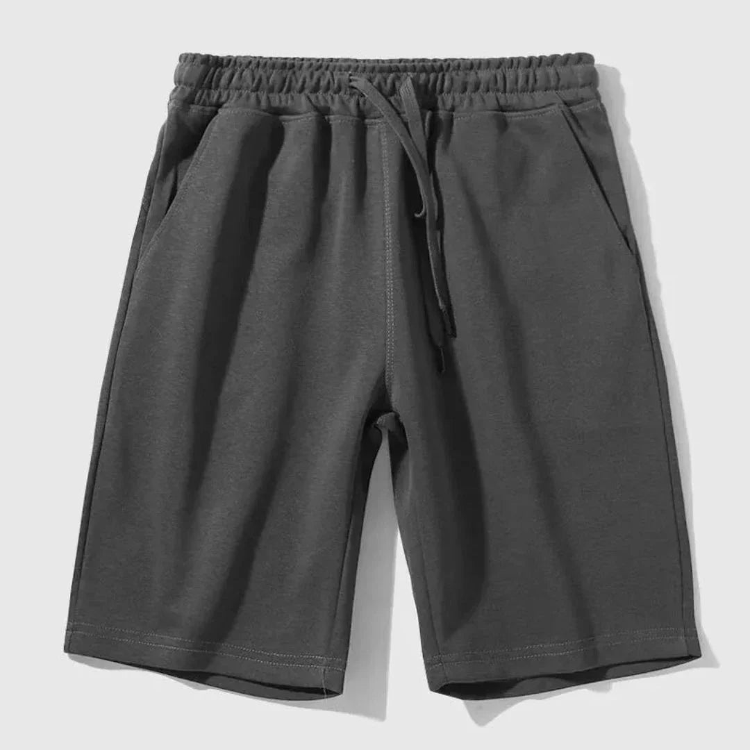 Street-Wave Baste Drawstring Jogger Shorts for Men Relaxed Knee Length Casual Shorts in Cotton Polyester Blend