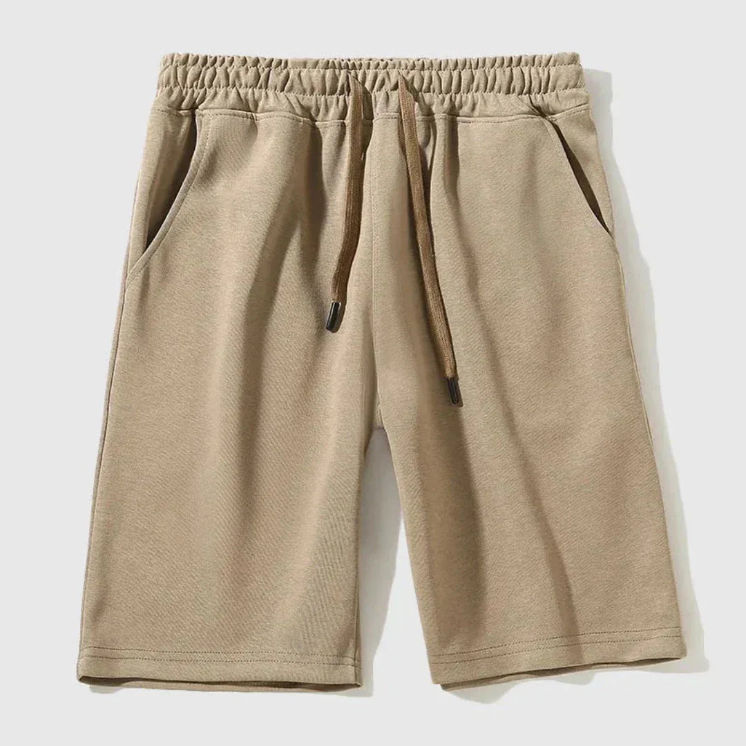 Street-Wave Baste Drawstring Jogger Shorts for Men Relaxed Knee Length Casual Shorts in Cotton Polyester Blend