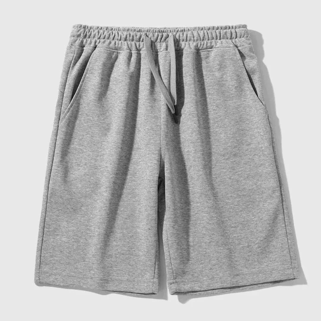 Street-Wave Baste Drawstring Jogger Shorts for Men Relaxed Knee Length Casual Shorts in Cotton Polyester Blend