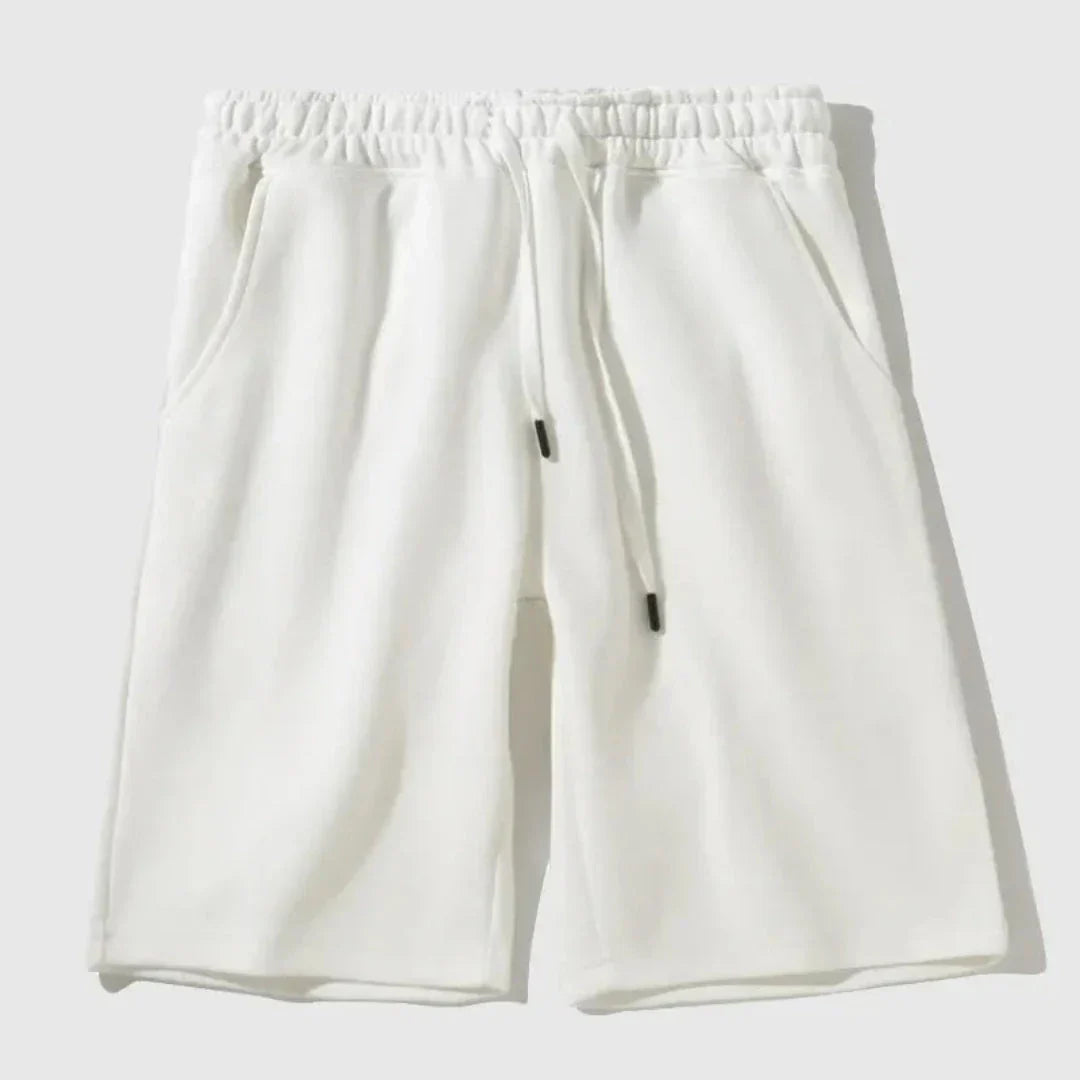 Street-Wave Baste Drawstring Jogger Shorts for Men Relaxed Knee Length Casual Shorts in Cotton Polyester Blend