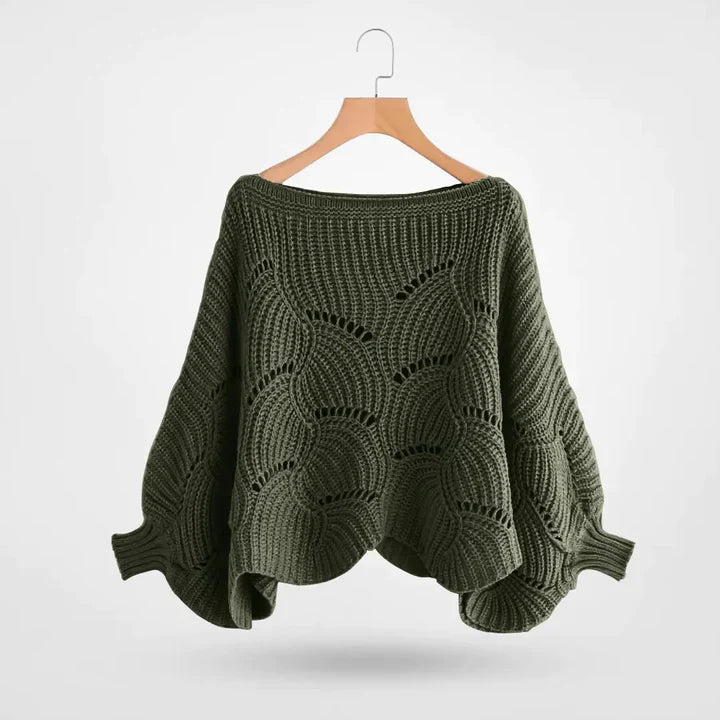 Street-Wave Batwing Sleeve Knit Sweater For Women Cozy Oversized Chic Knitwear Everyday Style