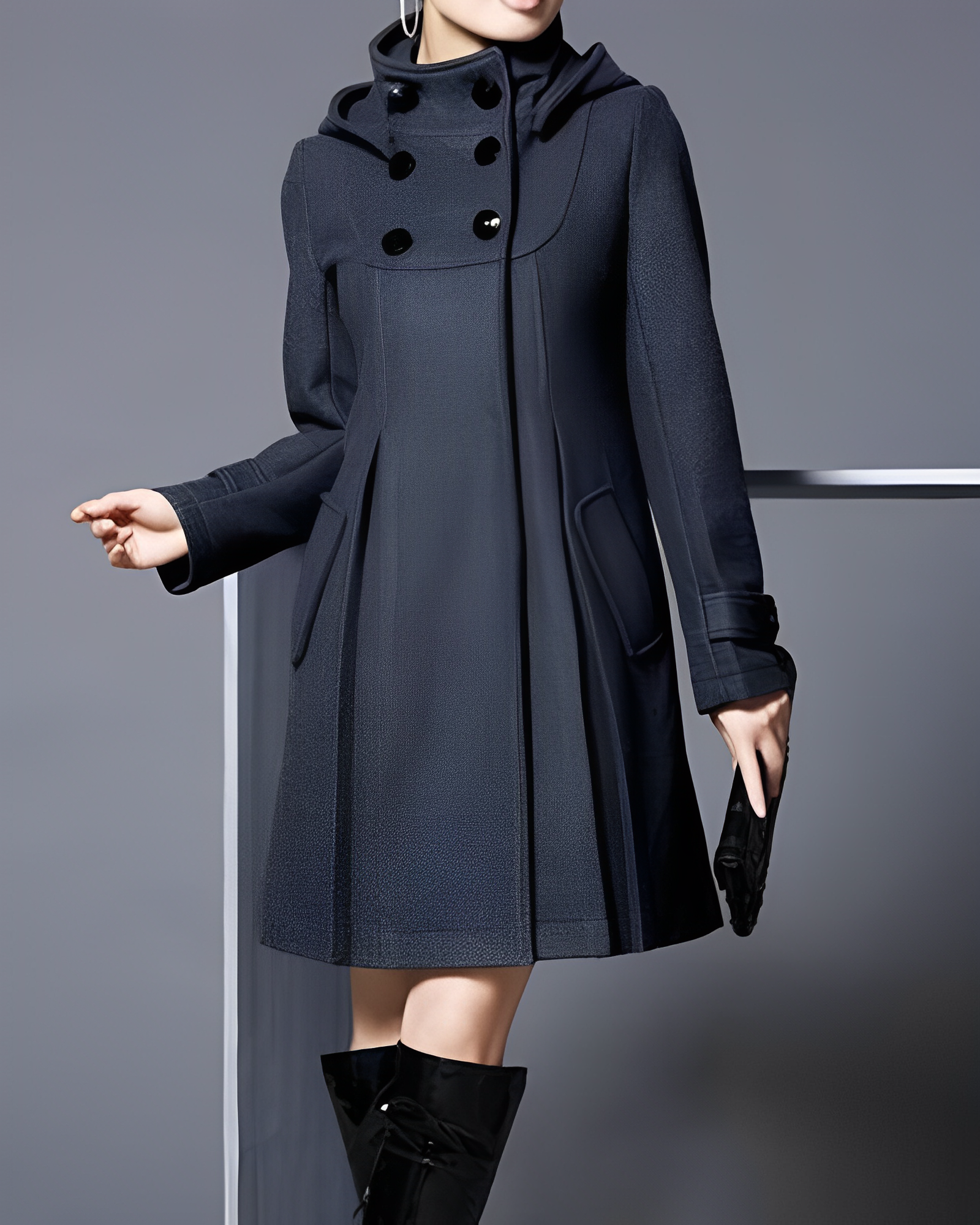 Bella | Women’s Elegant Hooded Button-Down Coat