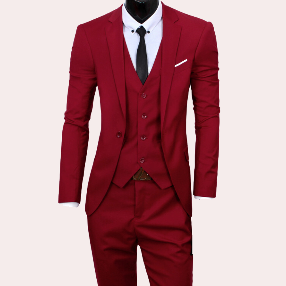 Street Wave Slim Fit Suit For Men Notch Lapel Three Piece Wrinkle Resistant
