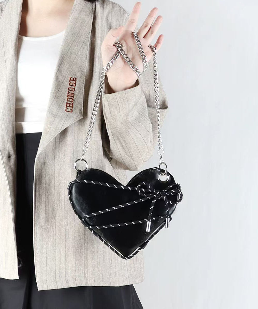 Magnifiques sacs à bandoulière en similicuir noir en forme d'amour - Street-Wave