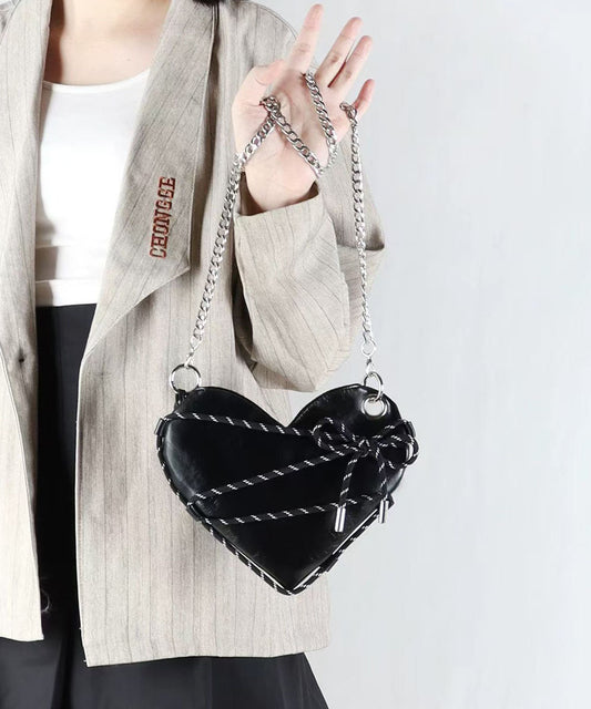 Magnifiques sacs à bandoulière en similicuir noir en forme d'amour - Street-Wave