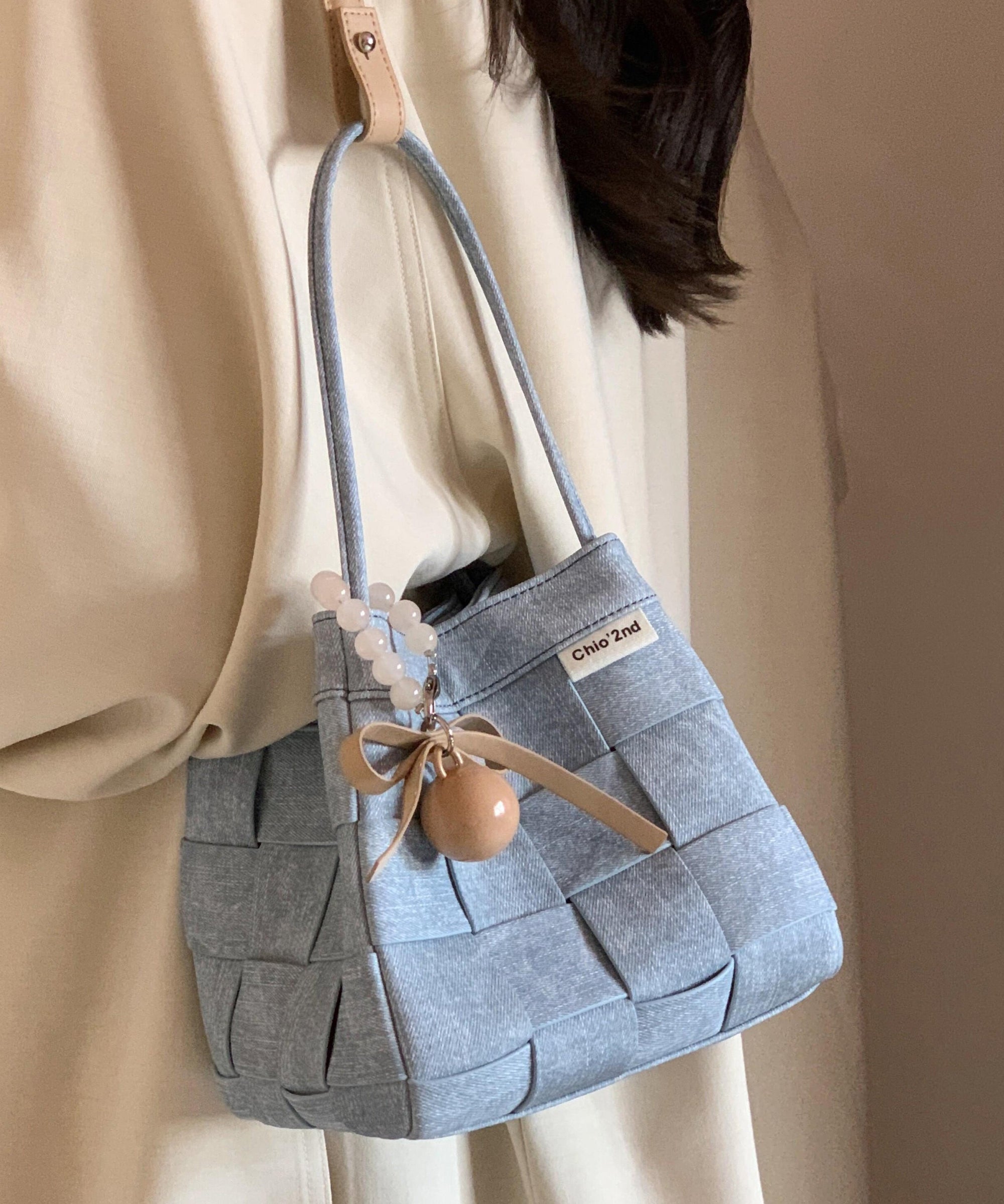 Magnifique sac seau tissé en denim bleu - Street-Wave
