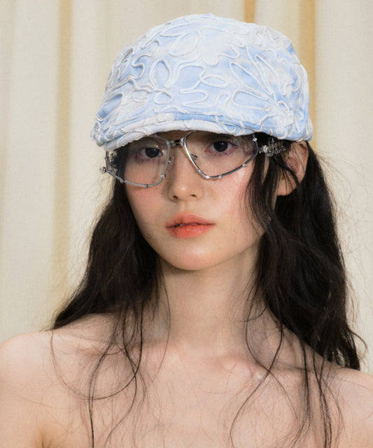 Magnifique chapeau breton brodé de fleurs bleues - Street-Wave