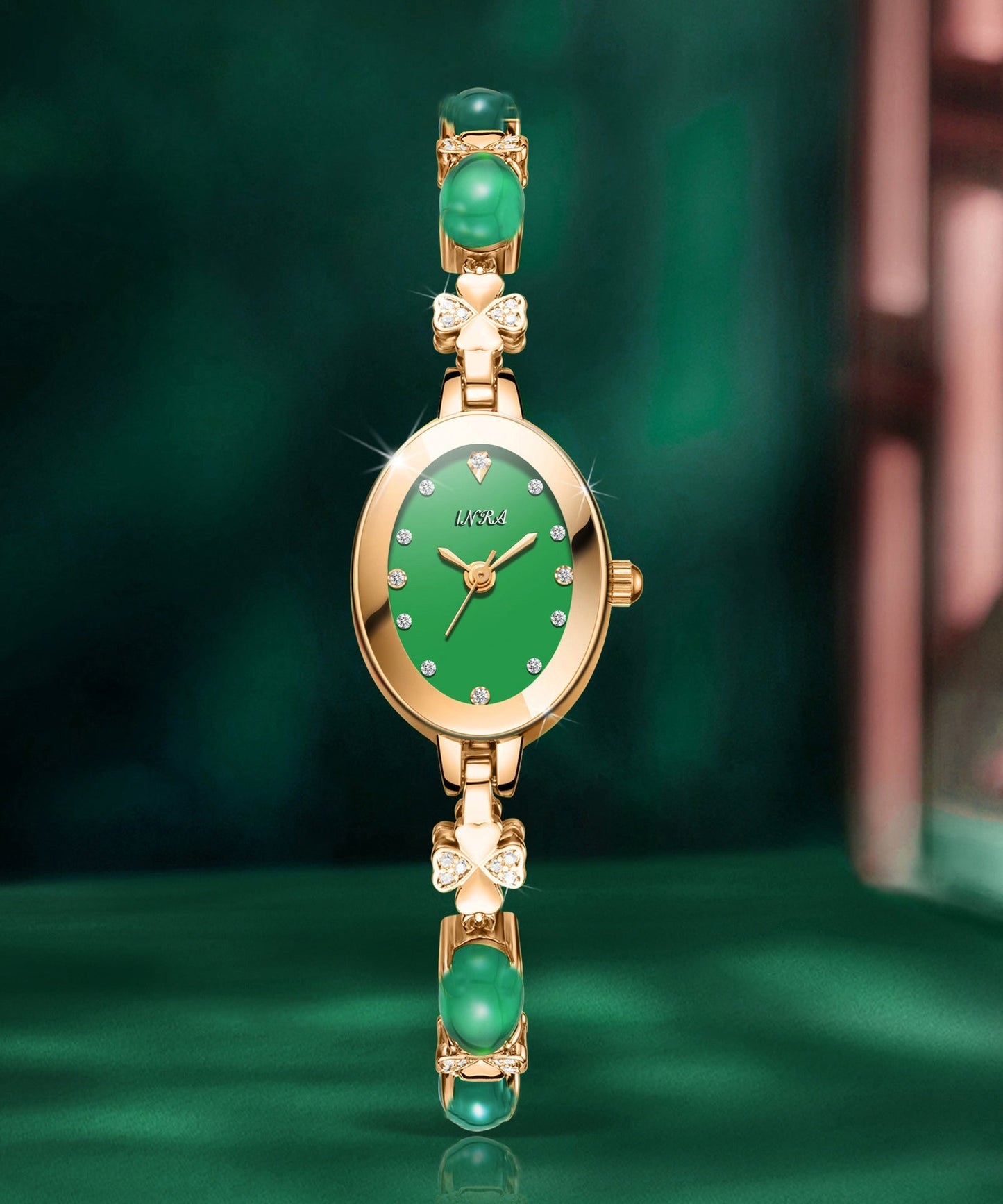 Belles montres en alliage de zircon vert et verre trempé - Street-Wave