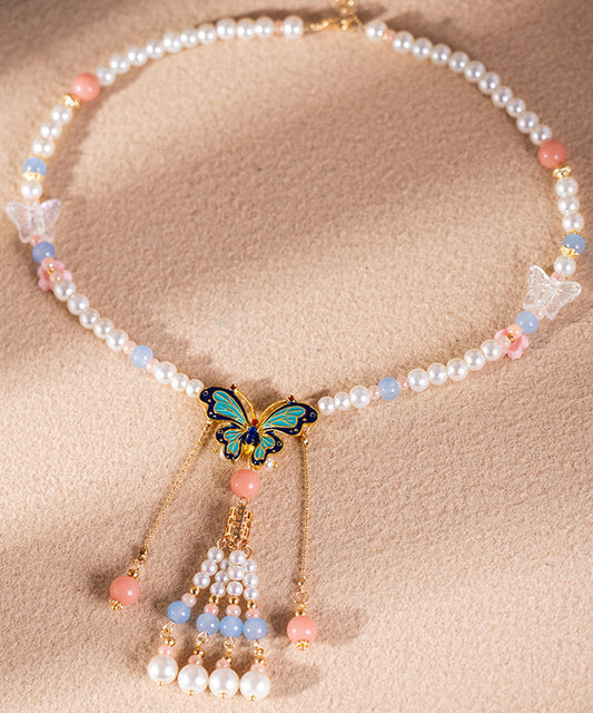 Magnifique collier pendentif multicolore en alliage de perles et résine émaillée colorée pour enfants, avec pompon floral - Street-Wave