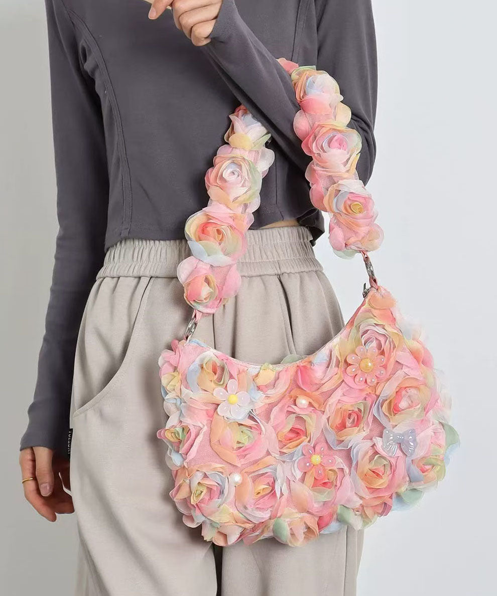 Magnifiques sacs à bandoulière pour femmes à bordure festonnée rose - Street-Wave