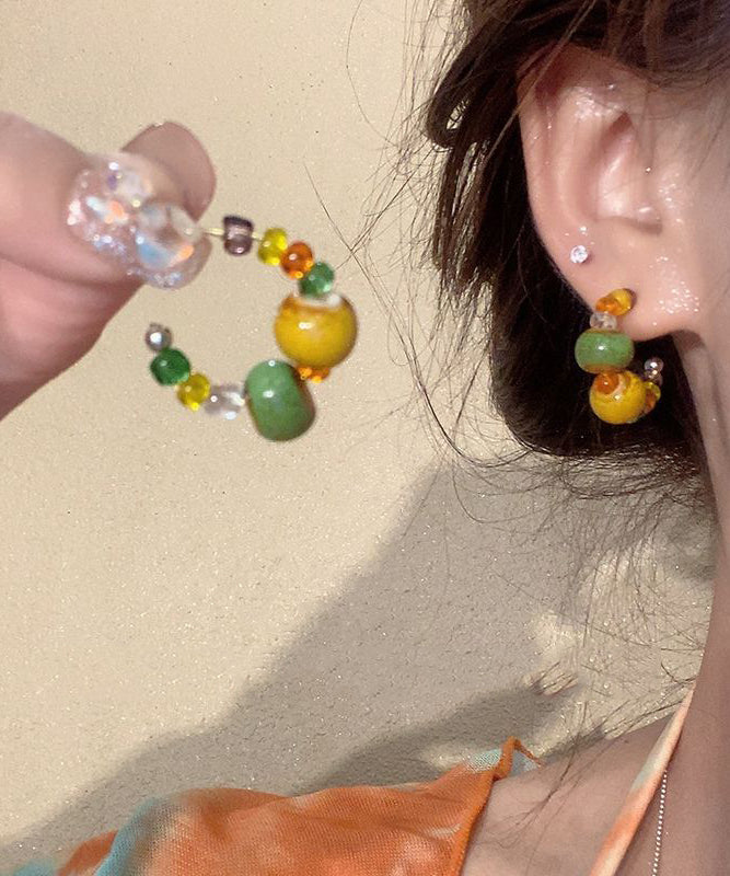 Magnifiques boucles d'oreilles créoles en perles de cuivre arc-en-ciel - Street-Wave