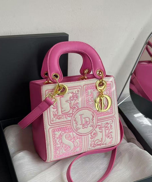 Magnifique micro sac pour femme en similicuir avec broderie rose - Street-Wave