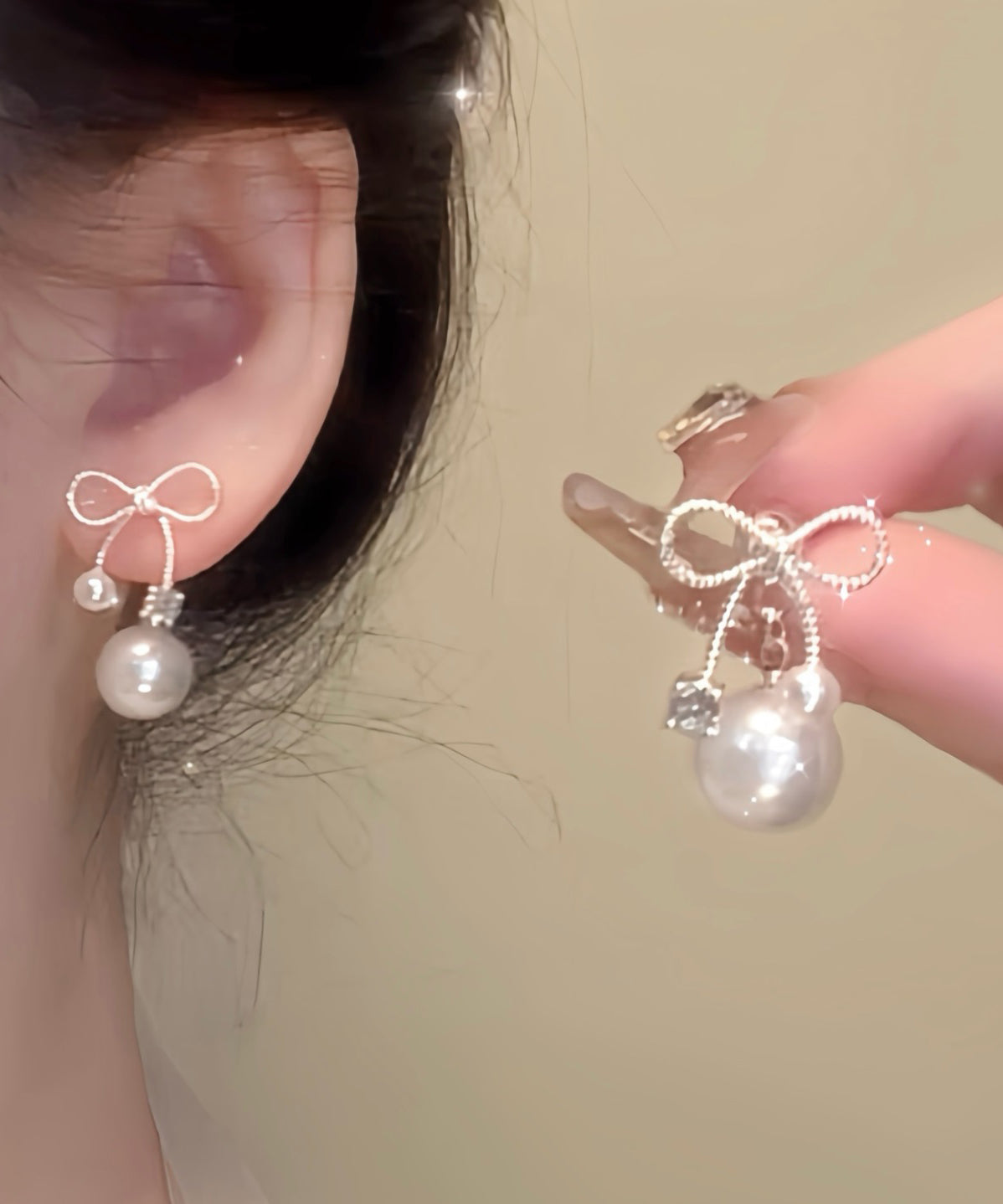 Magnifiques boucles d'oreilles pendantes en alliage d'argent sterling blanc avec perles - Street-Wave