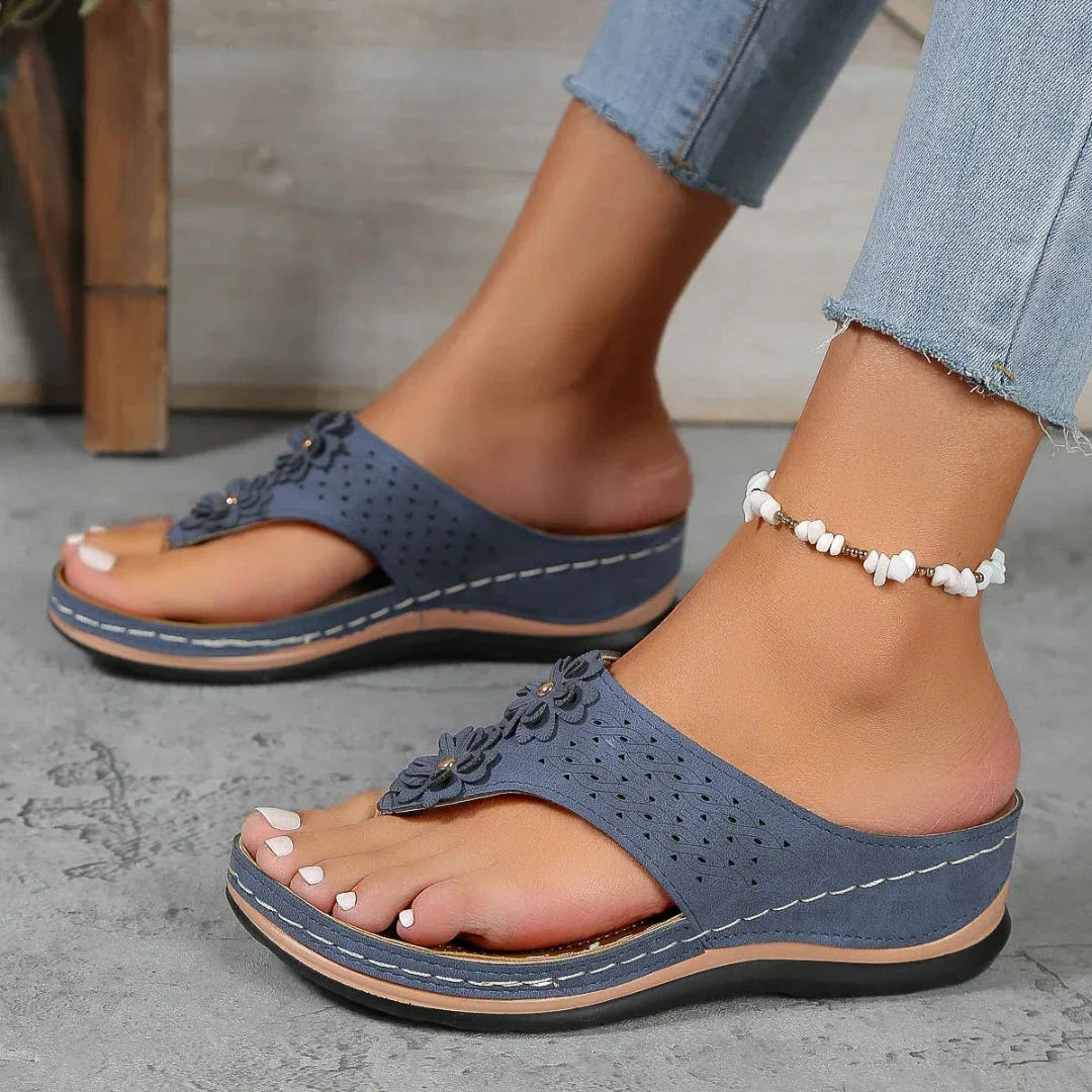 Waylynn Becca Floral Orthopedic Cushioned Flip Flop Sandals For Women