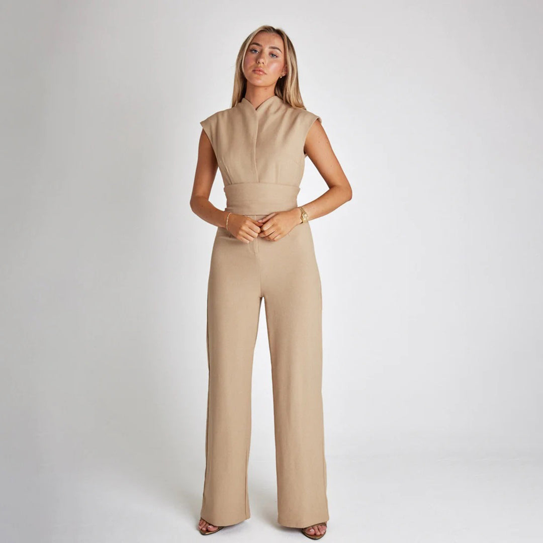 Street-Wave Women's Sleeveless Jumpsuit With Adjustable Waistband Wide Leg
