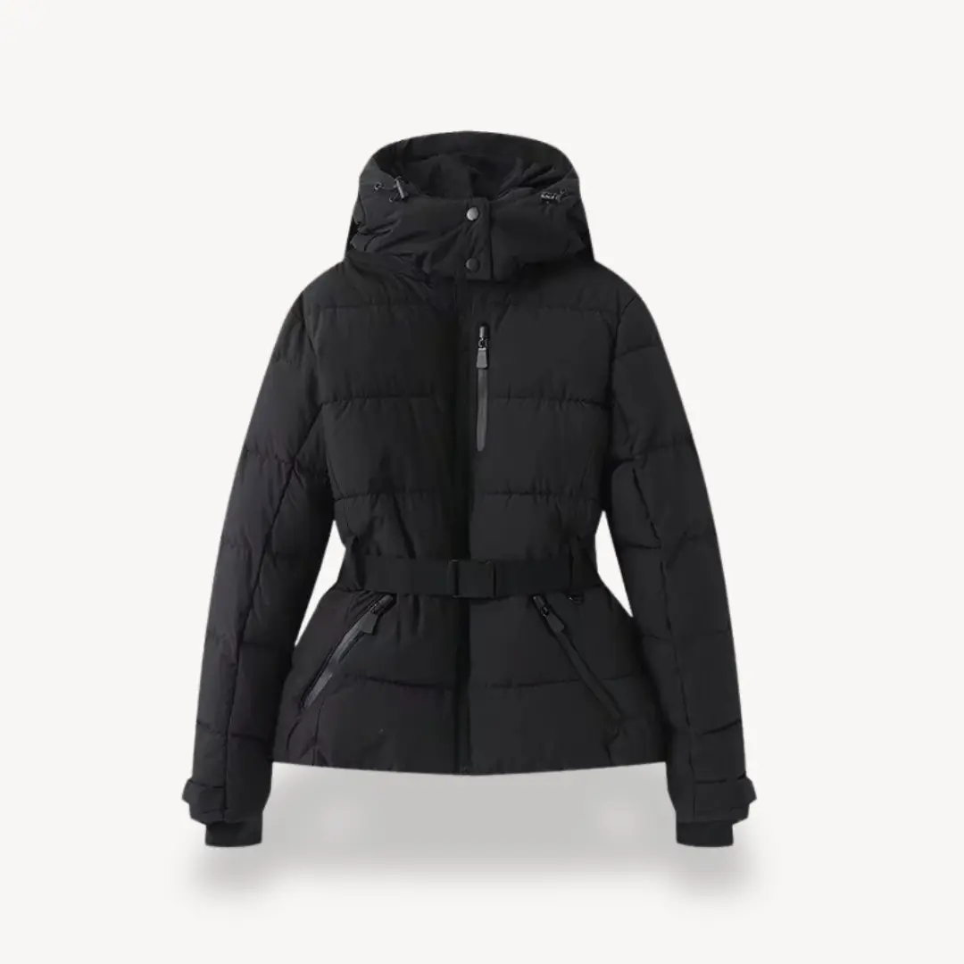 Belted Puffer Jacket Women Warm Insulated Water Resistant Street Wave