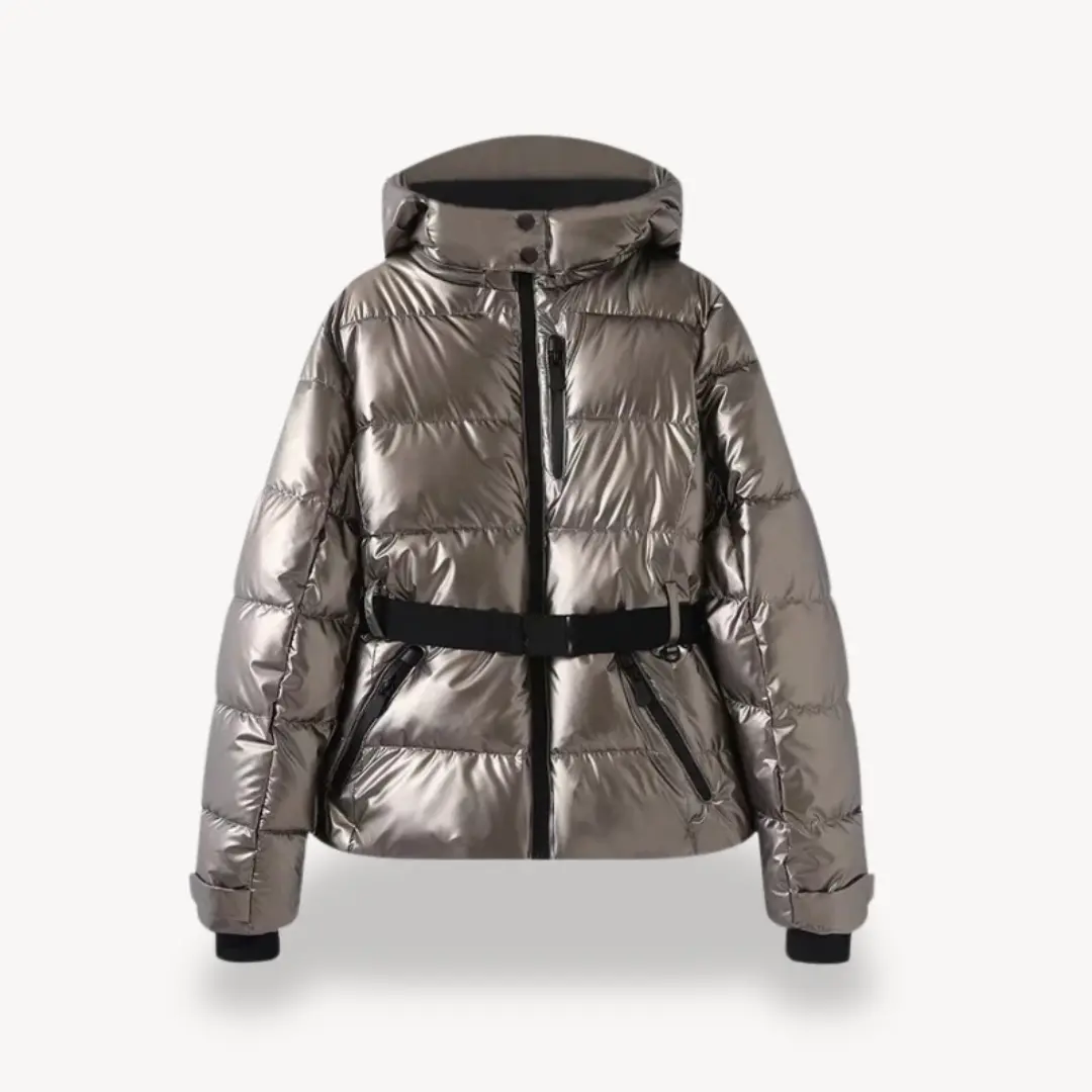Belted Puffer Jacket Women Warm Insulated Water Resistant Street Wave