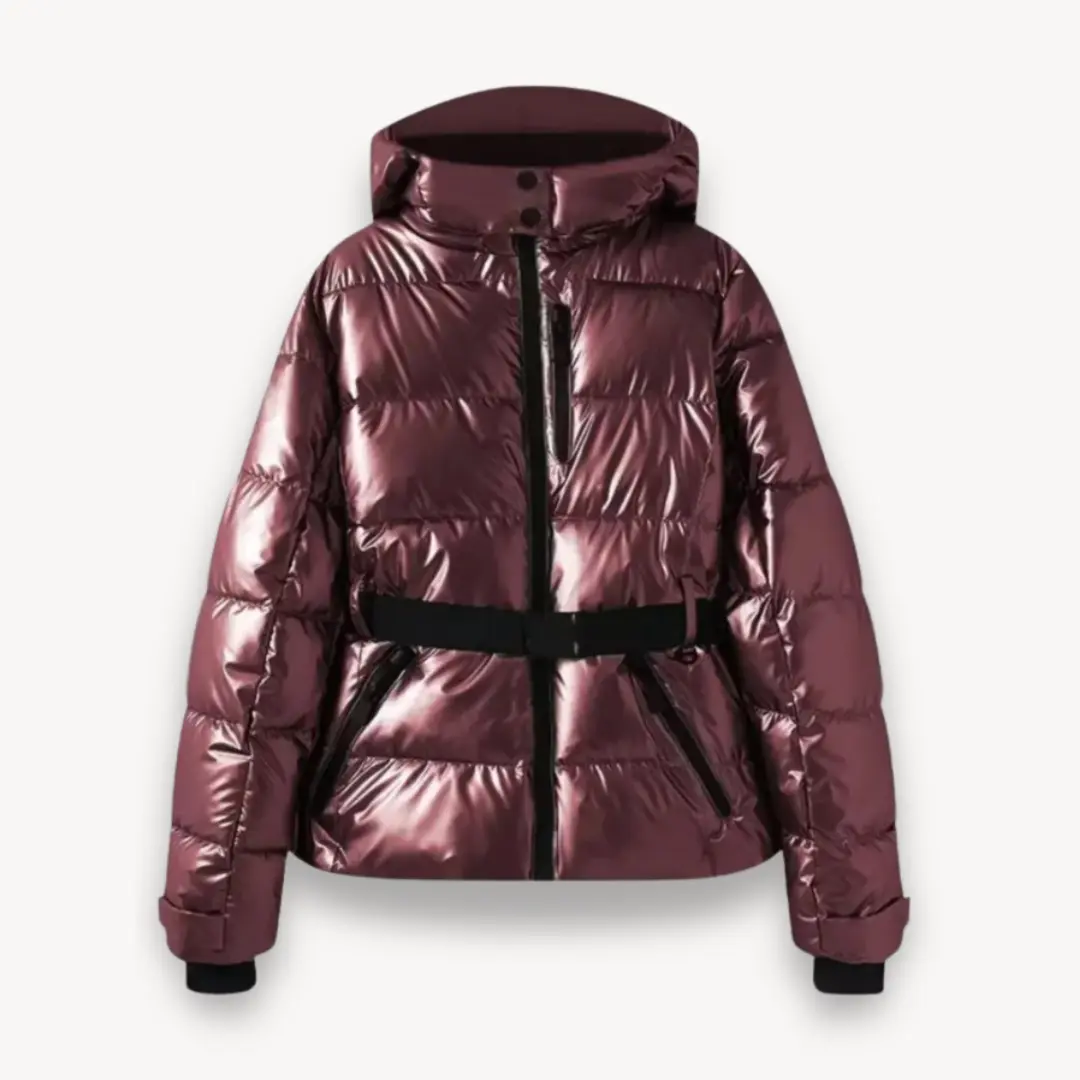 Belted Puffer Jacket Women Warm Insulated Water Resistant Street Wave