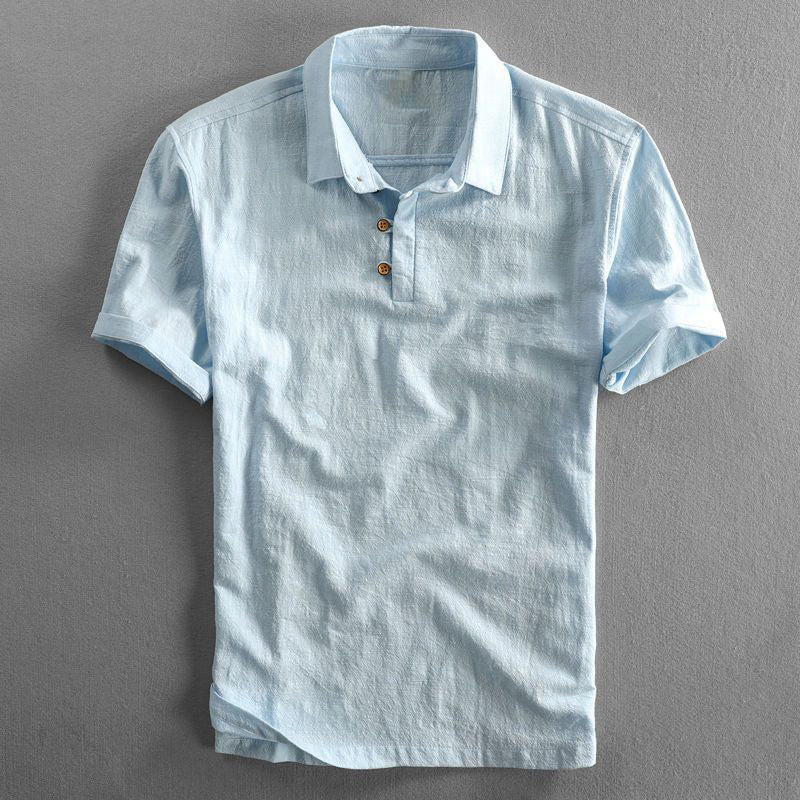 Torino Linen Polo Shirt for Men Lightweight Breathable Linen Cotton Blend Classic Polo Collar