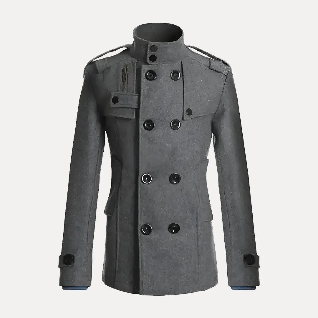 Waylynn Bennett Men Trench Coat Wool Blend Double Breasted Workwear Ready