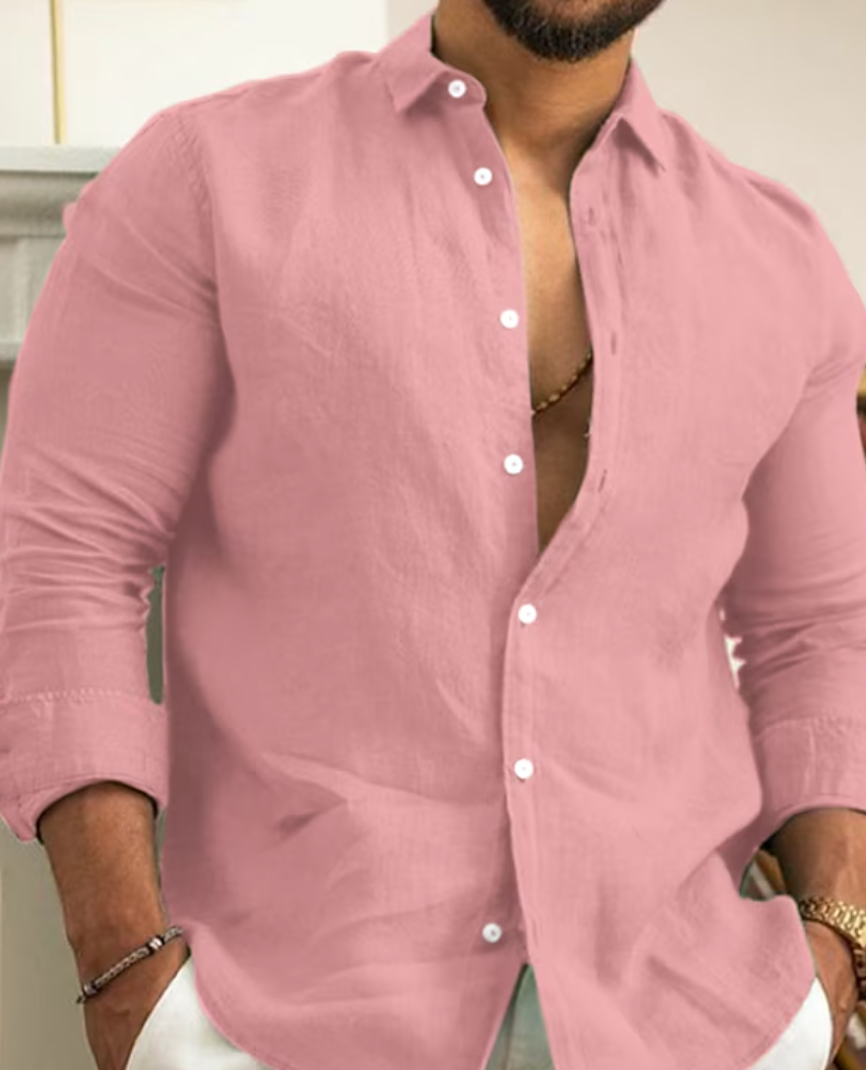 Men's Slim Fit Shirt Breathable Lightweight Perfect For Summer Casual Wear With Classic Button Closure