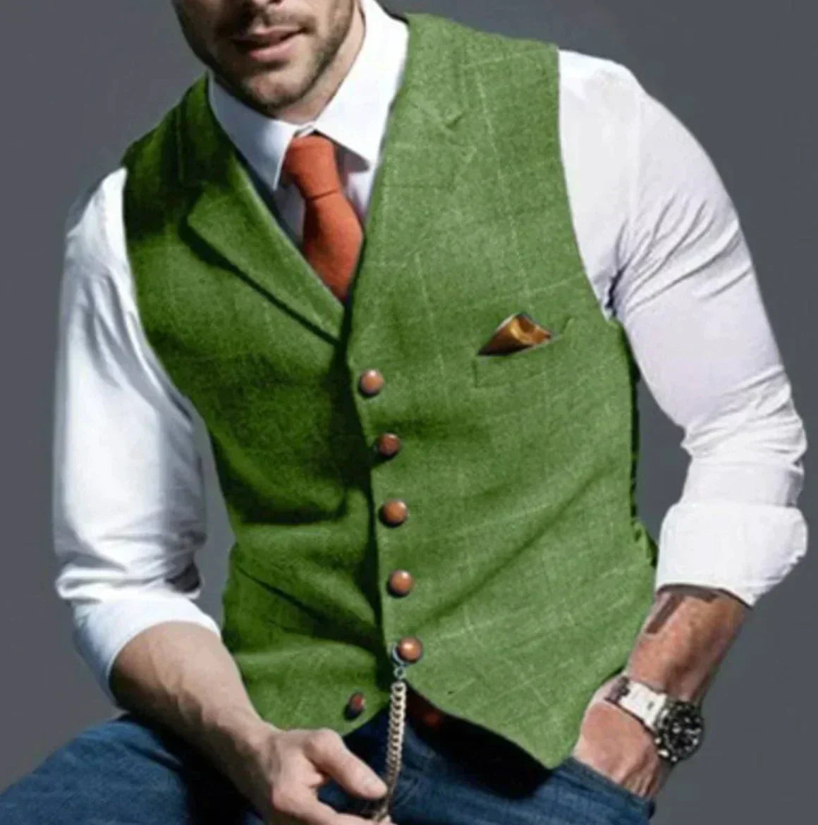 Street-wave Elegant Mens Vest Versatile Modern Waistcoat For Stylish Men Formal And Casual Wear