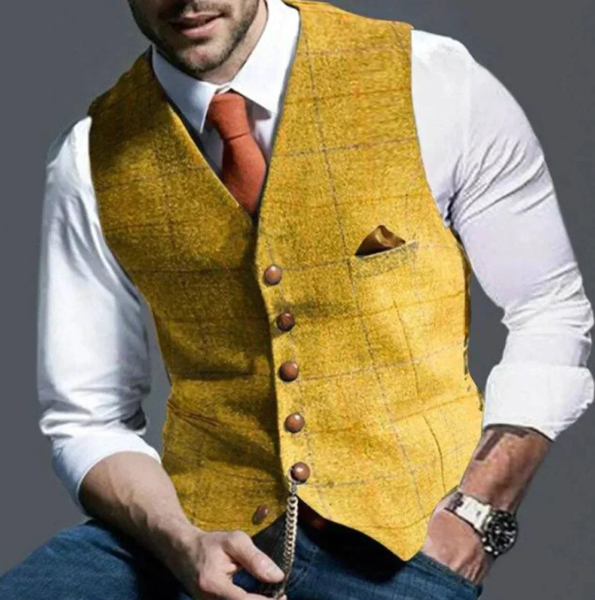 Street-wave Elegant Mens Vest Versatile Modern Waistcoat For Stylish Men Formal And Casual Wear