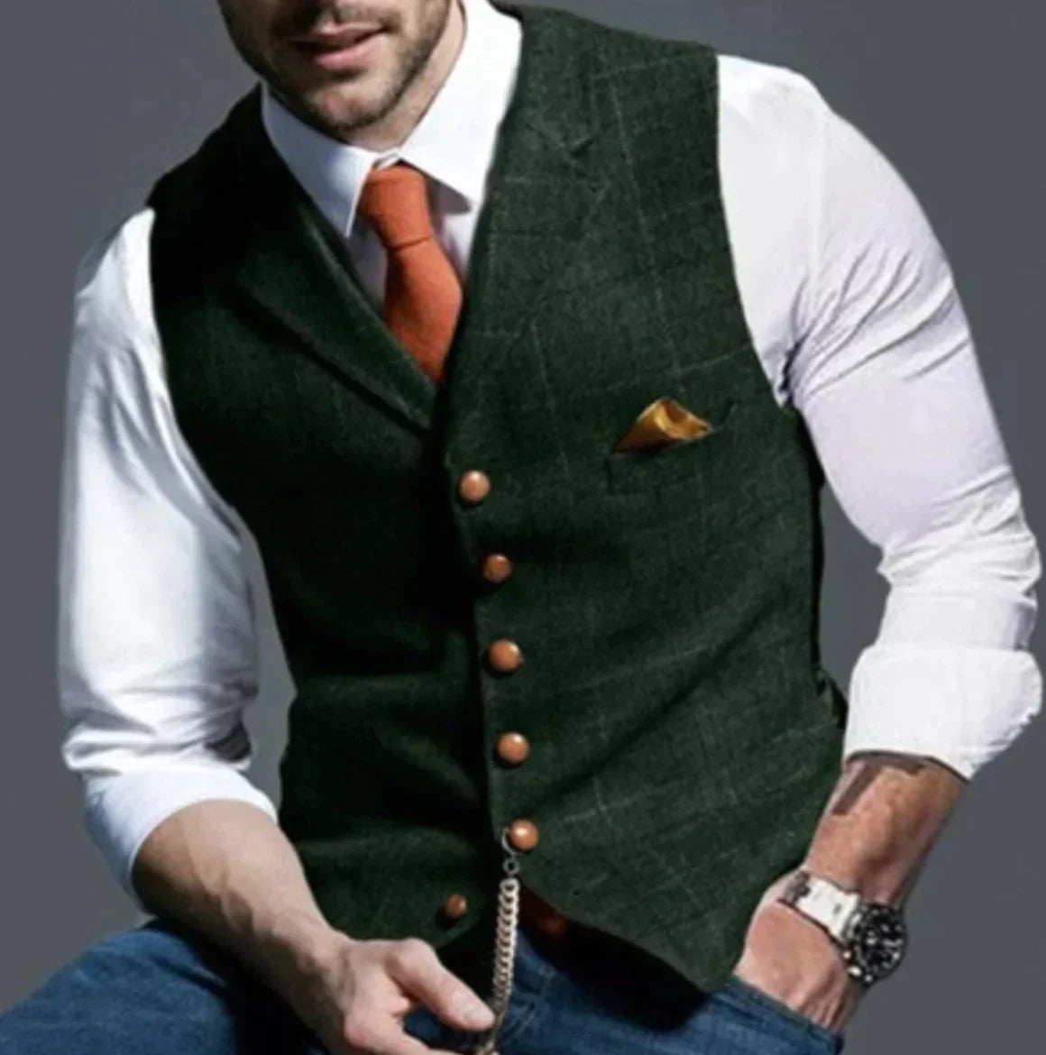 Street-wave Elegant Mens Vest Versatile Modern Waistcoat For Stylish Men Formal And Casual Wear