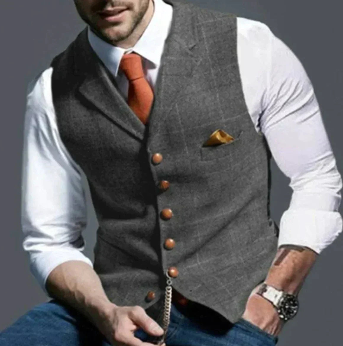 Street-wave Elegant Mens Vest Versatile Modern Waistcoat For Stylish Men Formal And Casual Wear