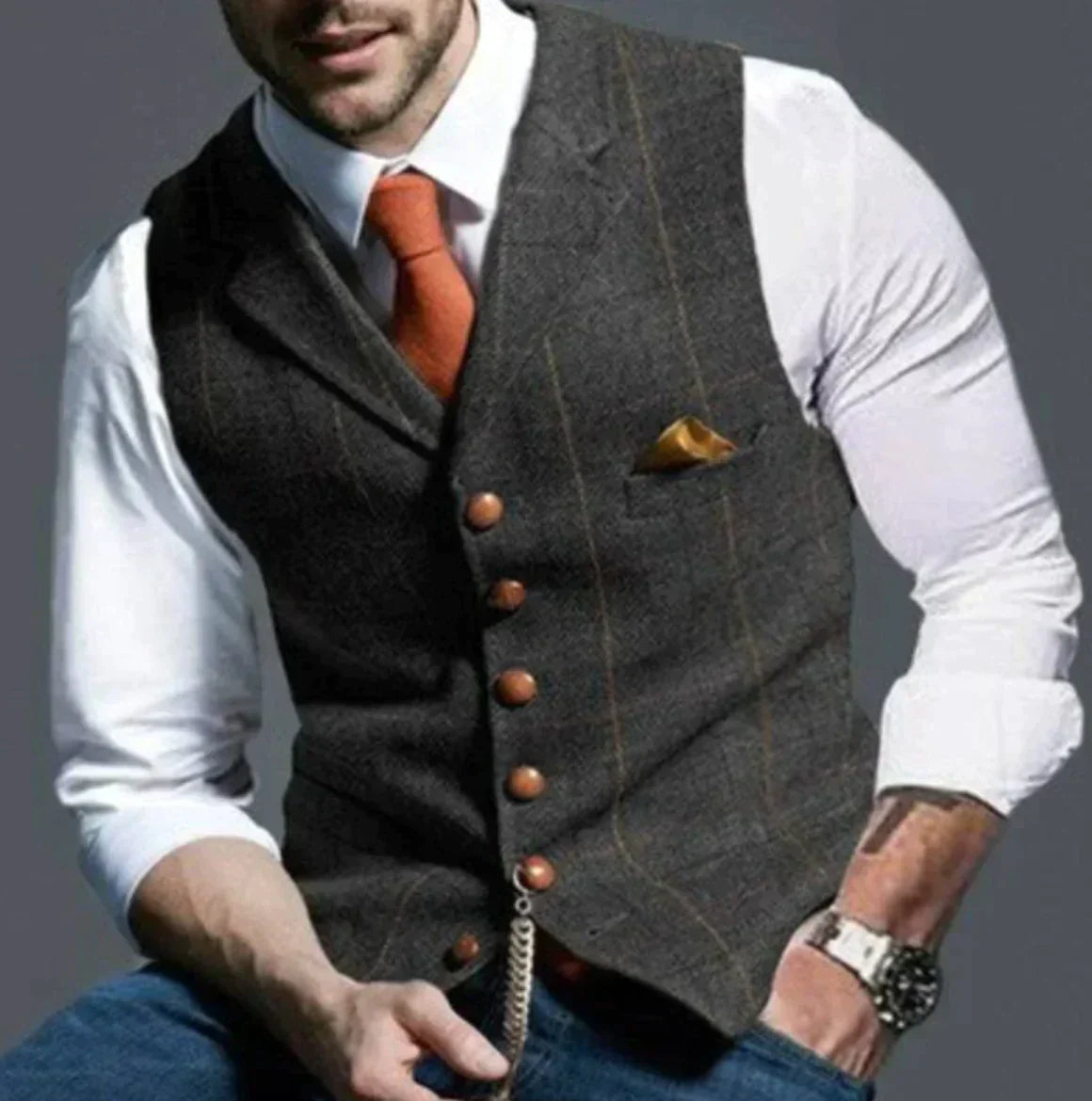Street-wave Elegant Mens Vest Versatile Modern Waistcoat For Stylish Men Formal And Casual Wear