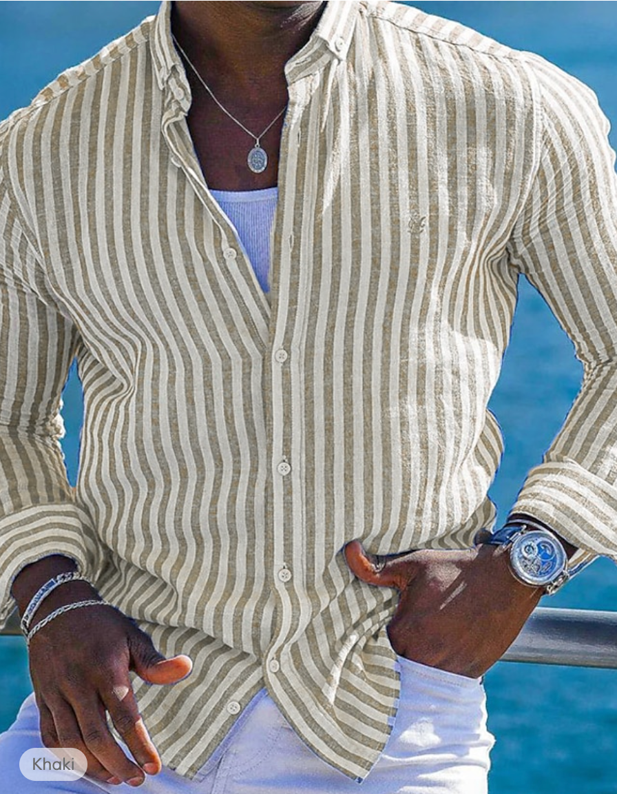 Margot Striped Spring Shirt For Men Lightweight Button Down With Classic Fit For Everyday Wear