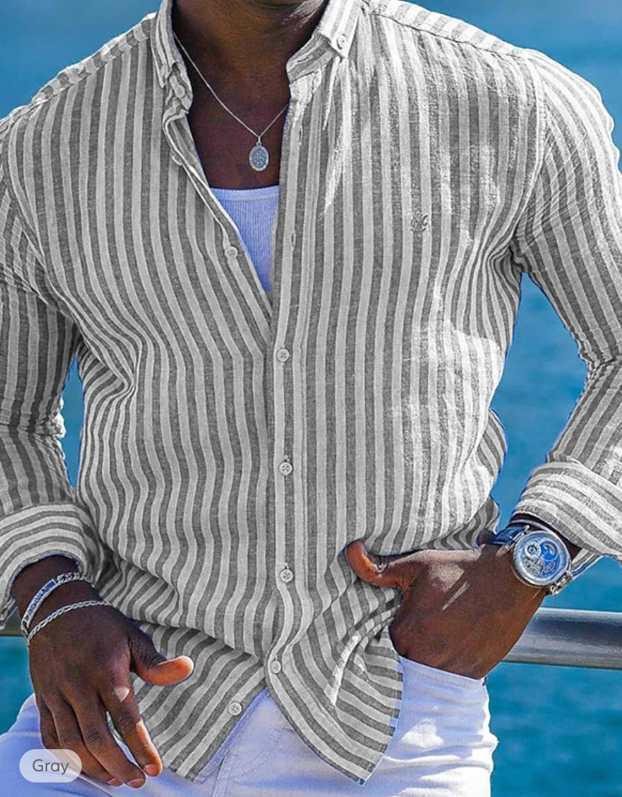 Margot Striped Spring Shirt For Men Lightweight Button Down With Classic Fit For Everyday Wear