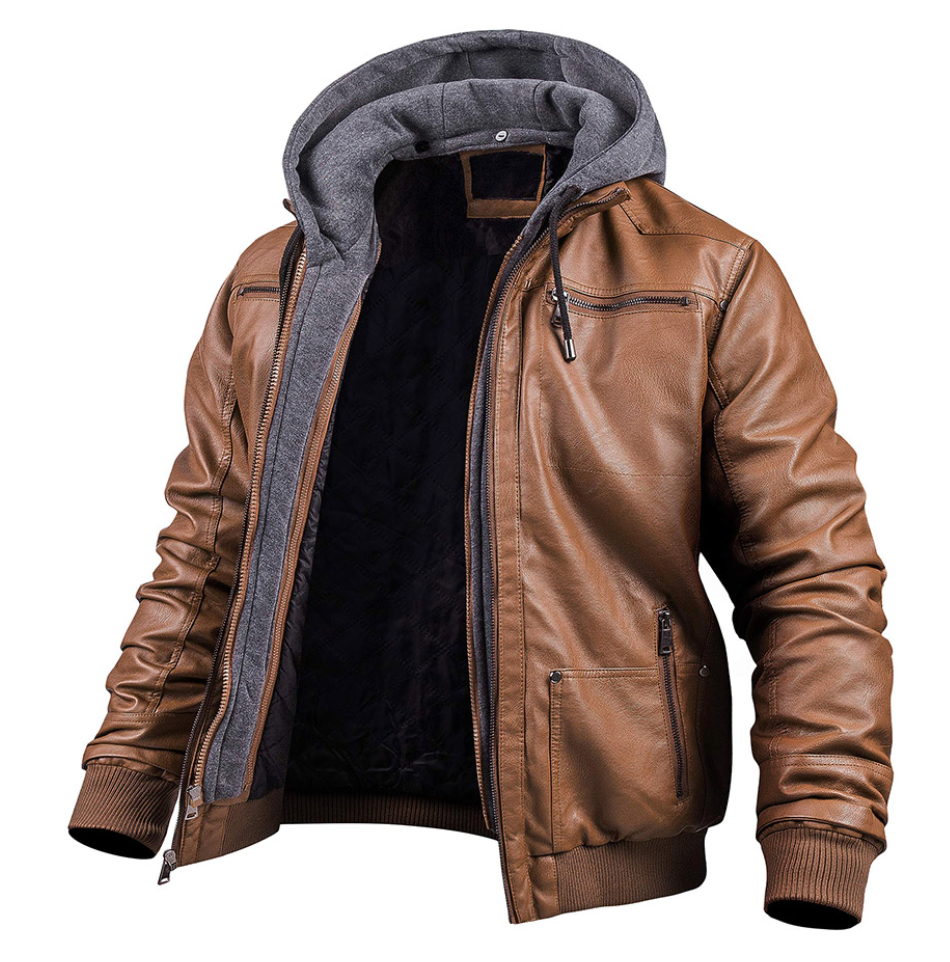 Street-wave Leather Winter Jacket For Men Hooded Warmth And Timeless Style With Premium Leather
