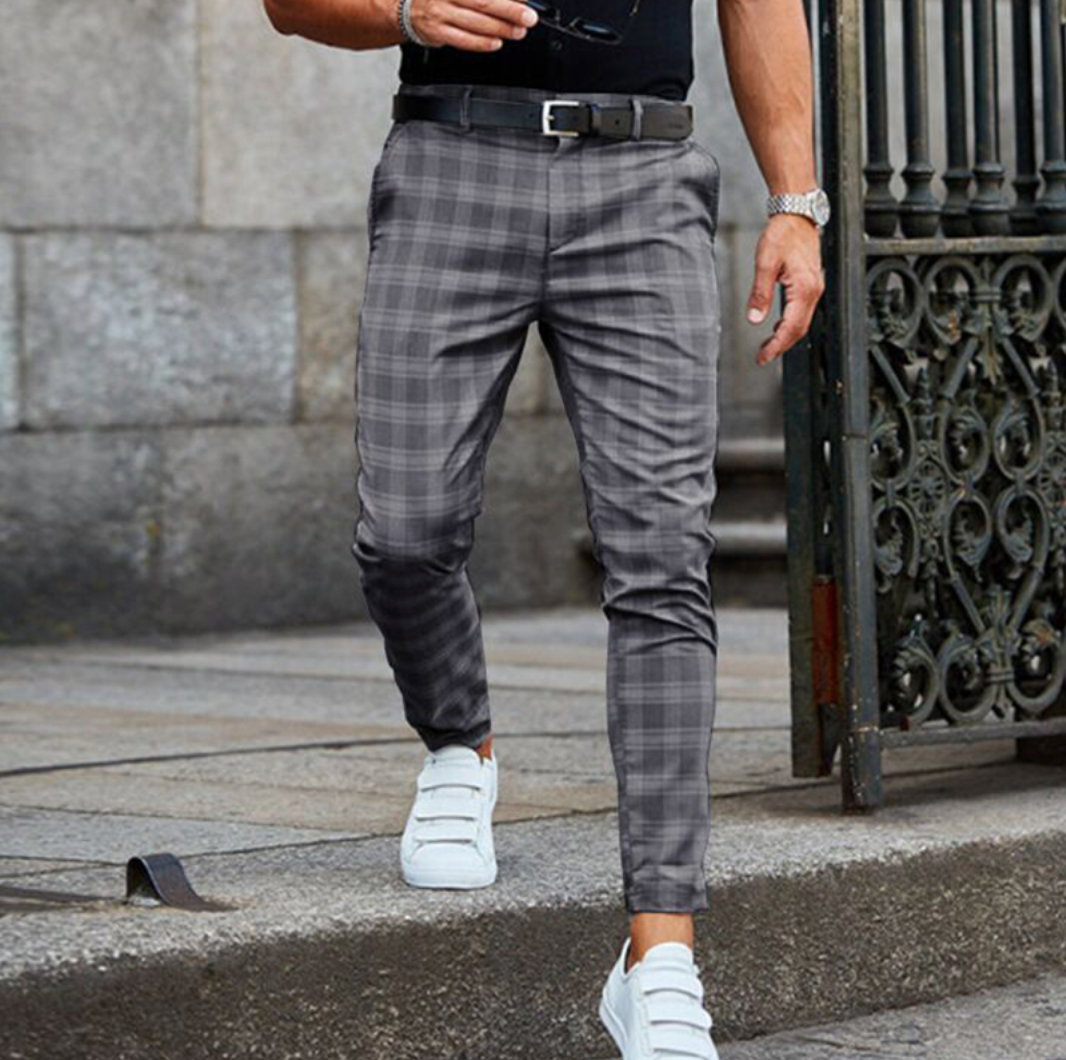 Streetwave Mens Plaid Trousers, Modern Comfort Fit, Durable EasyCare Fabric for Office and Casual