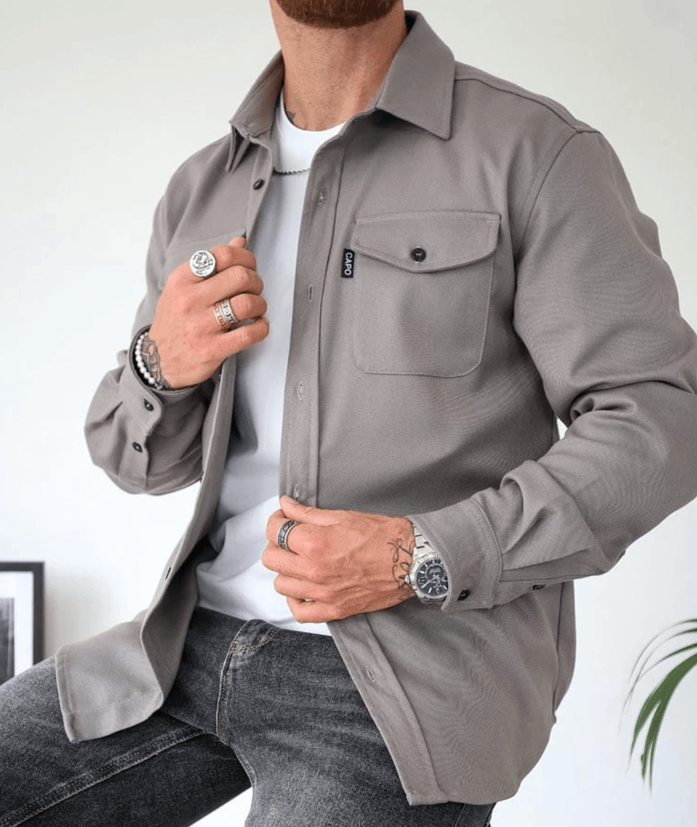Street-Wave Men's Shirt Jacket Modern Comfort Versatile Style for Urban Wardrobe