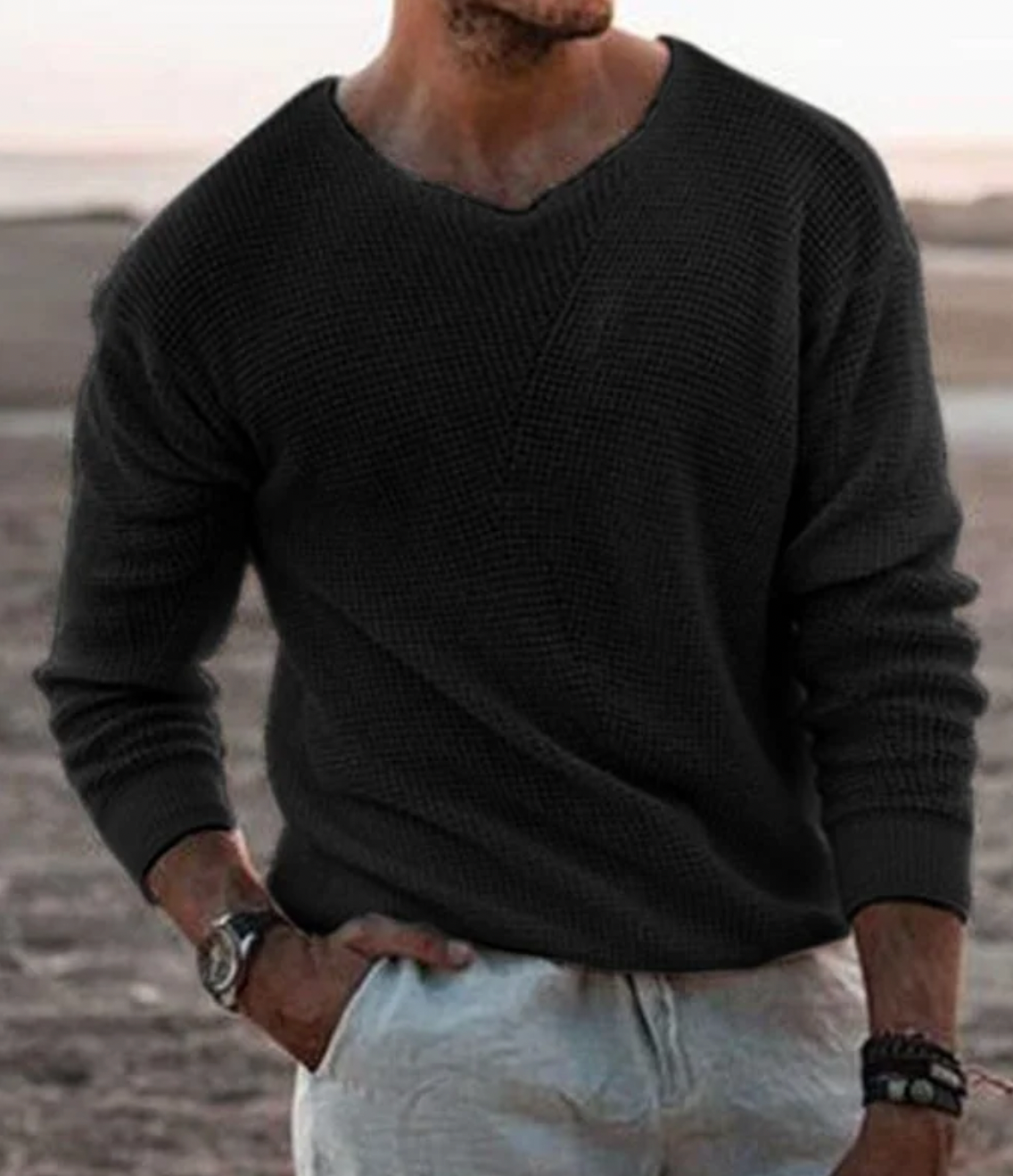 Street-wave Men's Cozy Cotton Sweater For Autumn Soft Warm Pullover With Relaxed Fit And Versatile Everyday Wear