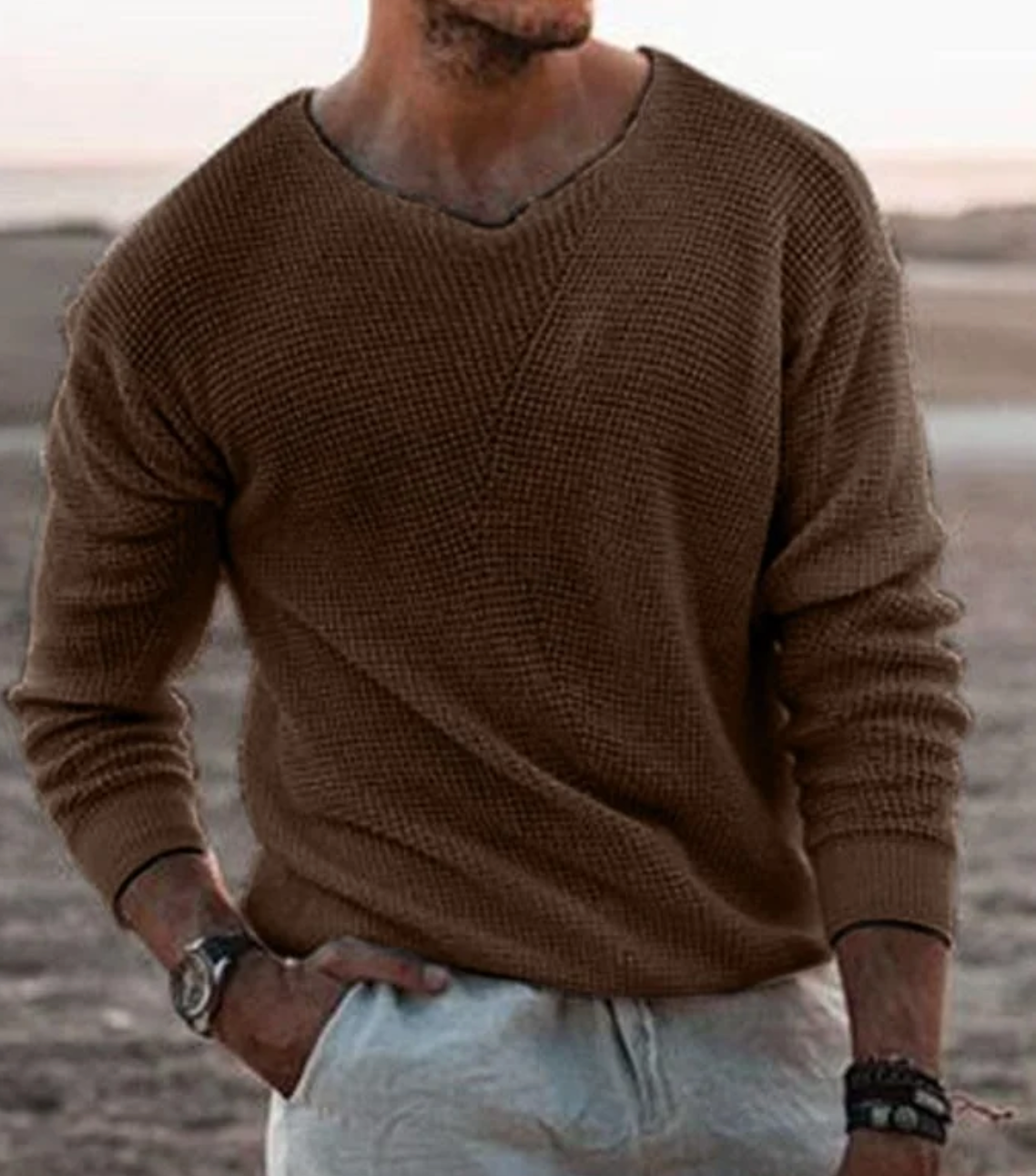 Street-wave Men's Cozy Cotton Sweater For Autumn Soft Warm Pullover With Relaxed Fit And Versatile Everyday Wear