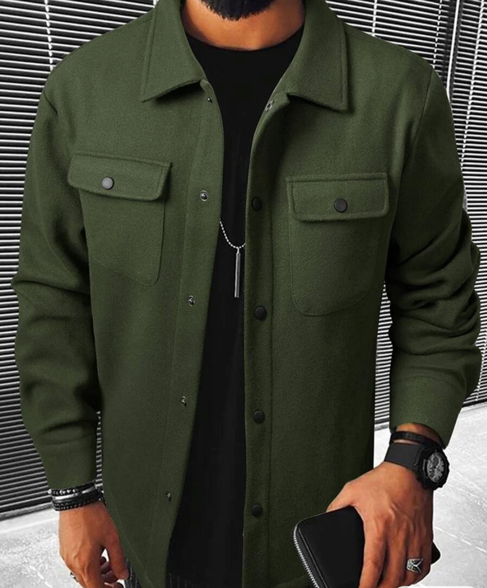 Streetwave Mens Cozy Warm Shirt Jacket With Pockets Casual Winter Everyday Comfort