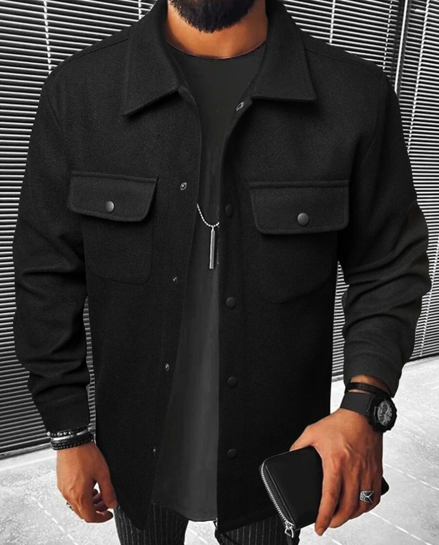 Streetwave Mens Cozy Warm Shirt Jacket With Pockets Casual Winter Everyday Comfort