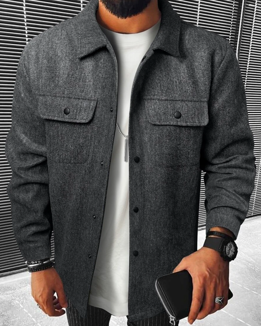 Streetwave Mens Cozy Warm Shirt Jacket With Pockets Casual Winter Everyday Comfort