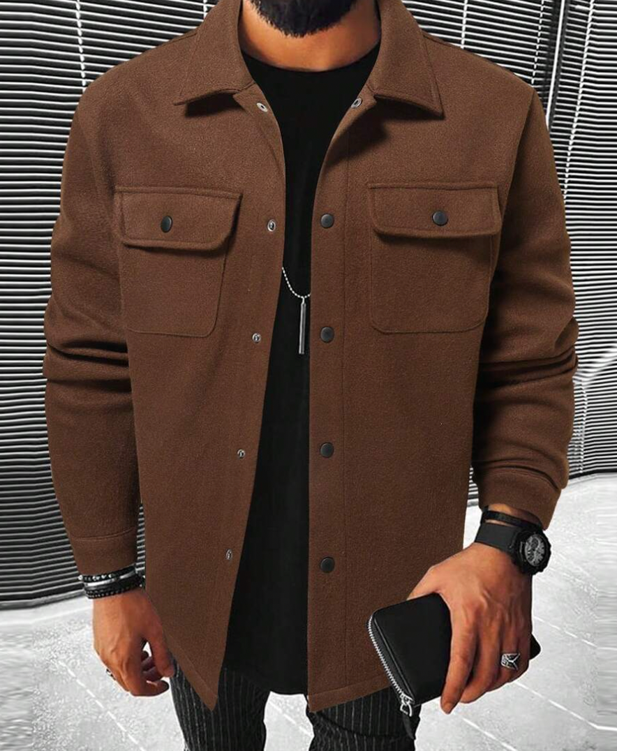 Streetwave Mens Cozy Warm Shirt Jacket With Pockets Casual Winter Everyday Comfort