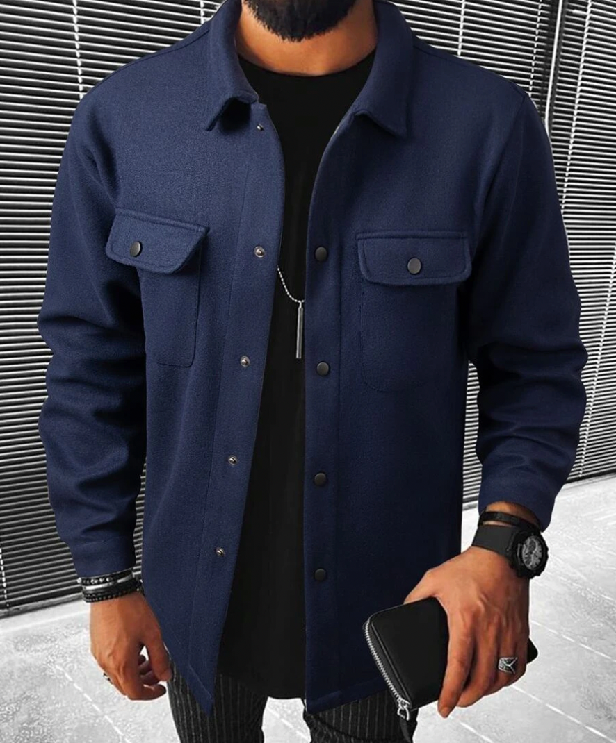Streetwave Mens Cozy Warm Shirt Jacket With Pockets Casual Winter Everyday Comfort