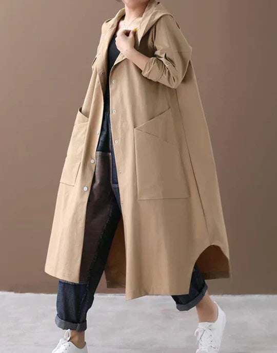 Street-Wave Warm Long Coat For Women Autumn Winter Cozy Insulated Hooded Overcoat