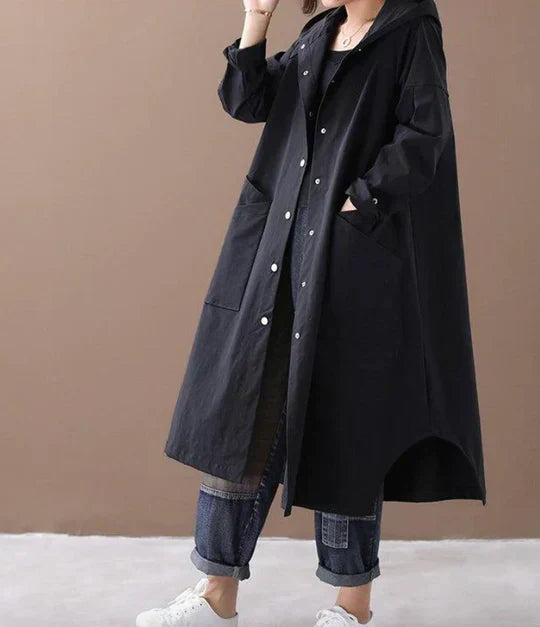 Street-Wave Warm Long Coat For Women Autumn Winter Cozy Insulated Hooded Overcoat